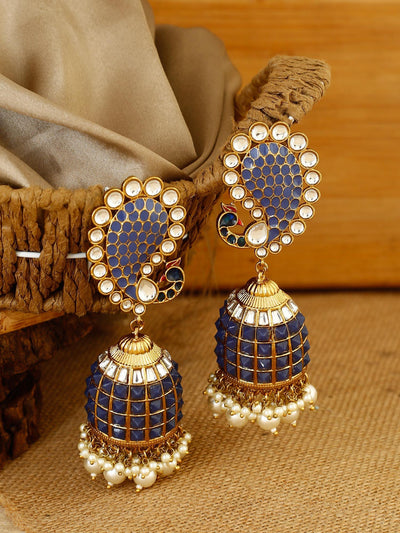 earrings - Bling Bag Navy Mayuri Designer Jhumki