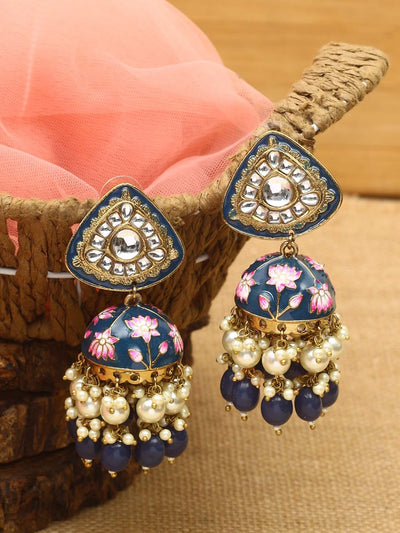earrings - Bling Bag Navy Rangeeli Designer Jhumkis