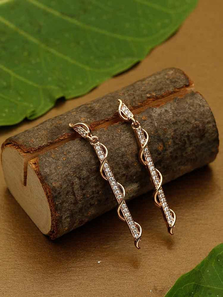 earrings - Bling Bag Mala Rose Gold Dangler Earrings