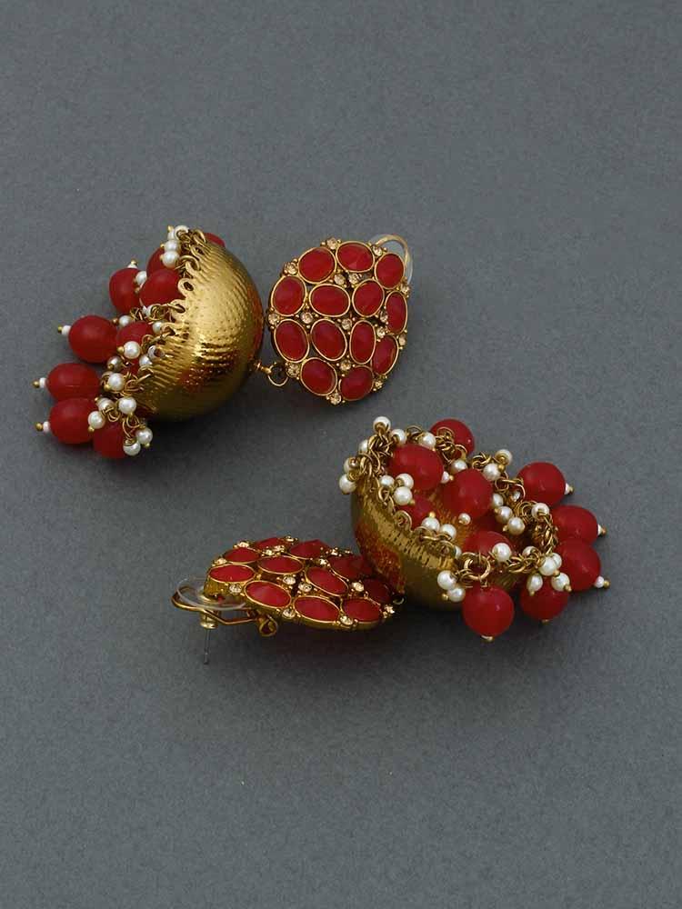 Red Bubble Jhumkis - Bling Bag