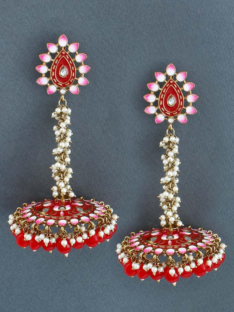 Red Jacki Jhumkis - Bling Bag