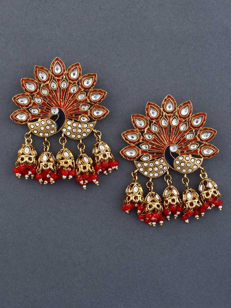 Red Mayur Jhumkis - Bling Bag