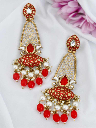 Red Mogra Dangler Earrings - Bling Bag
