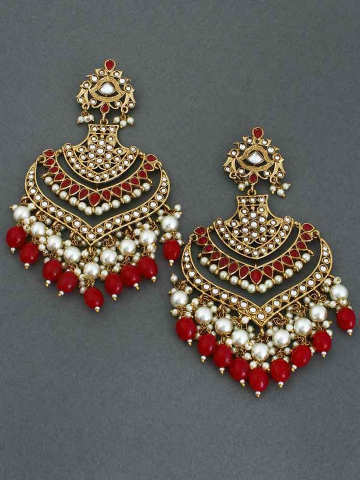 Red Samsaptaka Designer Earrings - Bling Bag
