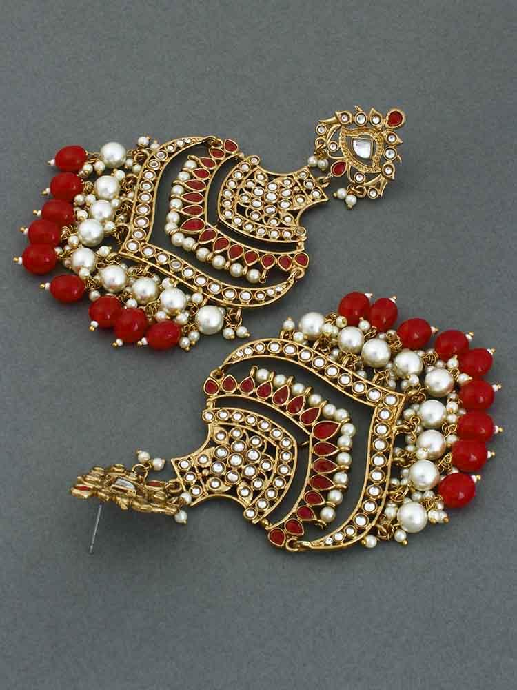 Red Samsaptaka Designer Earrings - Bling Bag