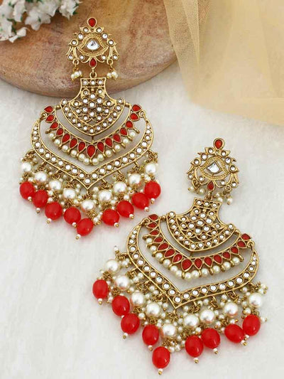 Red Samsaptaka Designer Earrings - Bling Bag