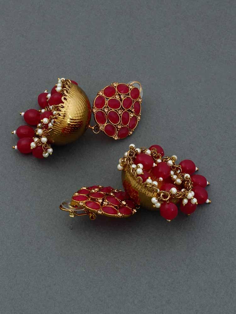 Ruby Pink Bubble Jhumkis - Bling Bag