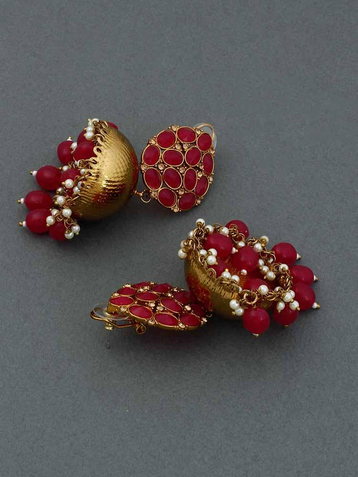 Ruby Pink Bubble Jhumkis - Bling Bag