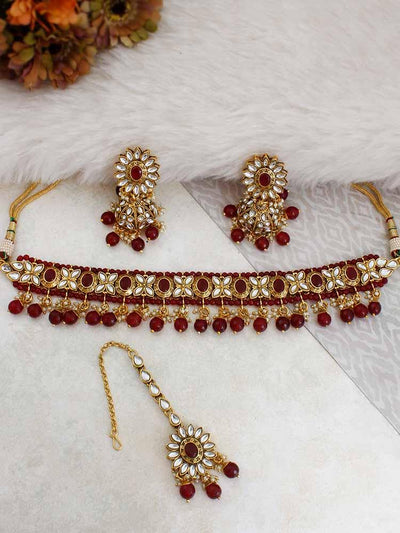Ruby Revati Choker Necklace Set - Bling Bag