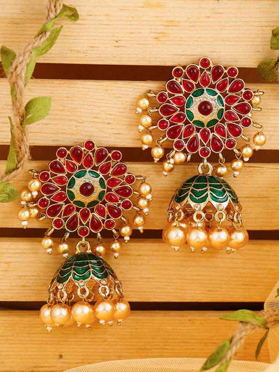 earrings - Bling Bag Rani Emerald Ushta Designer Jhumkis