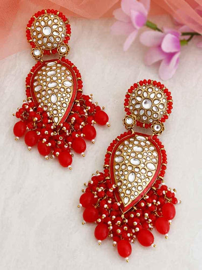 Red Chaitali Designer Earrings - Bling Bag