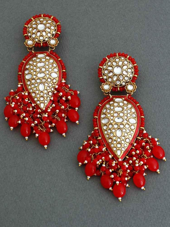 Red Chaitali Designer Earrings - Bling Bag