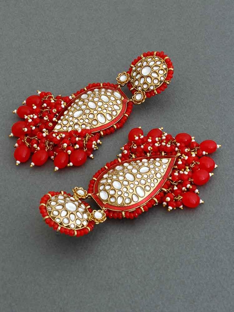 Red Chaitali Designer Earrings - Bling Bag
