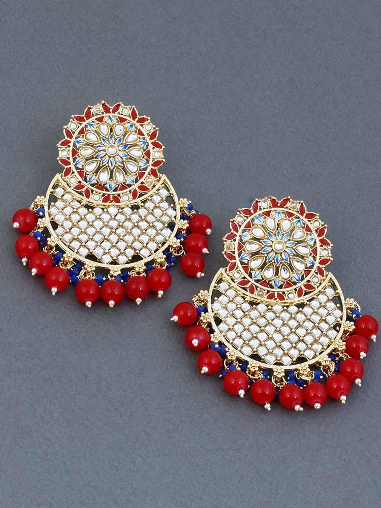Red Juhi Designer Earrings - Bling Bag