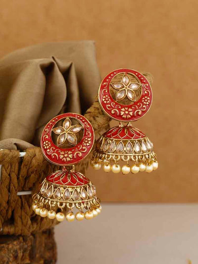 earrings - Bling Bag Red Kishor Jhumki Earrings