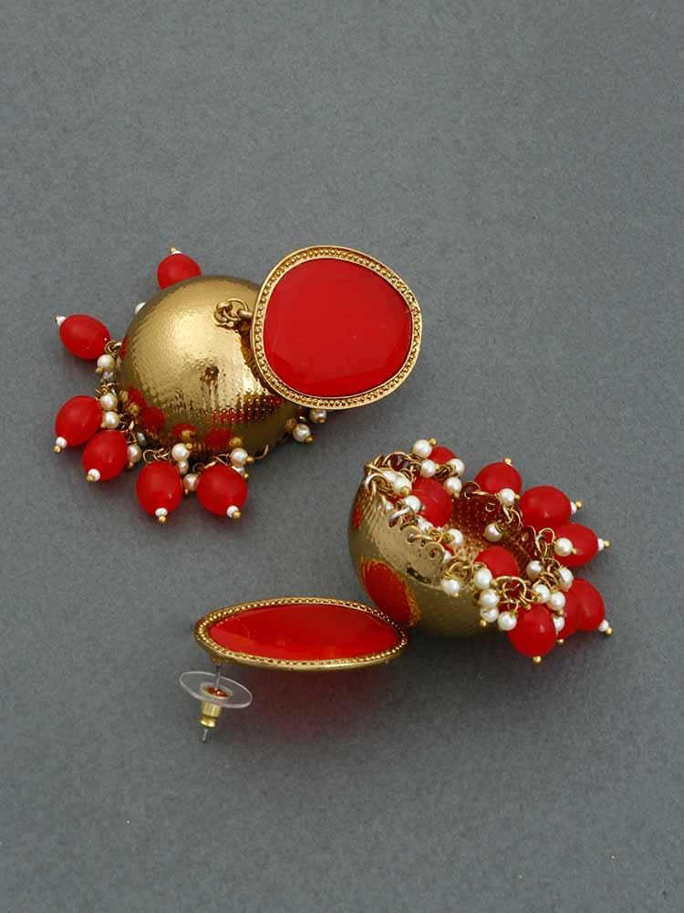 Red Magna Shesha Jhumkis - Bling Bag