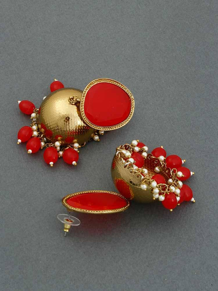 Red Magna Shesha Jhumkis - Bling Bag