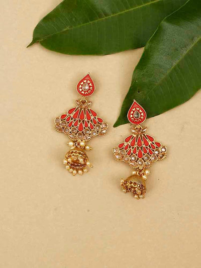 earrings - Bling Bag Red Nitara Jhumki Earrings