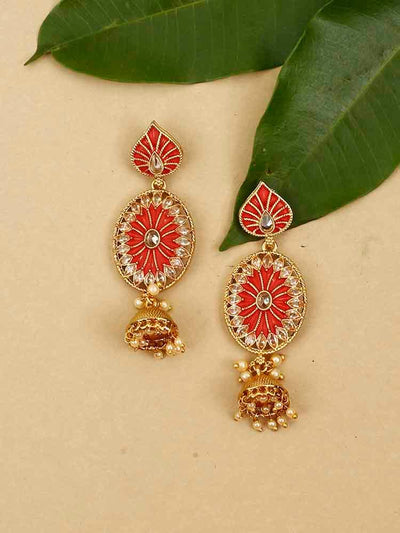 earrings - Bling Bag Red Noor Jhumki Earrings