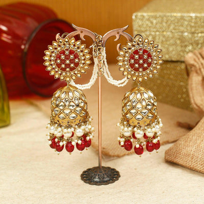 earrings - Bling Bag Maroon Maharani Sahara Jhumkhis