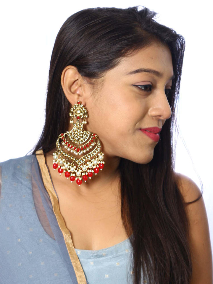 earrings - Bling Bag Red Samsaptaka Designer Earrings