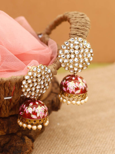 earrings - Bling Bag Red Subhi Designer Jhumkis