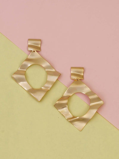 earrings - Bling Bag Rhombus Golden Earrings