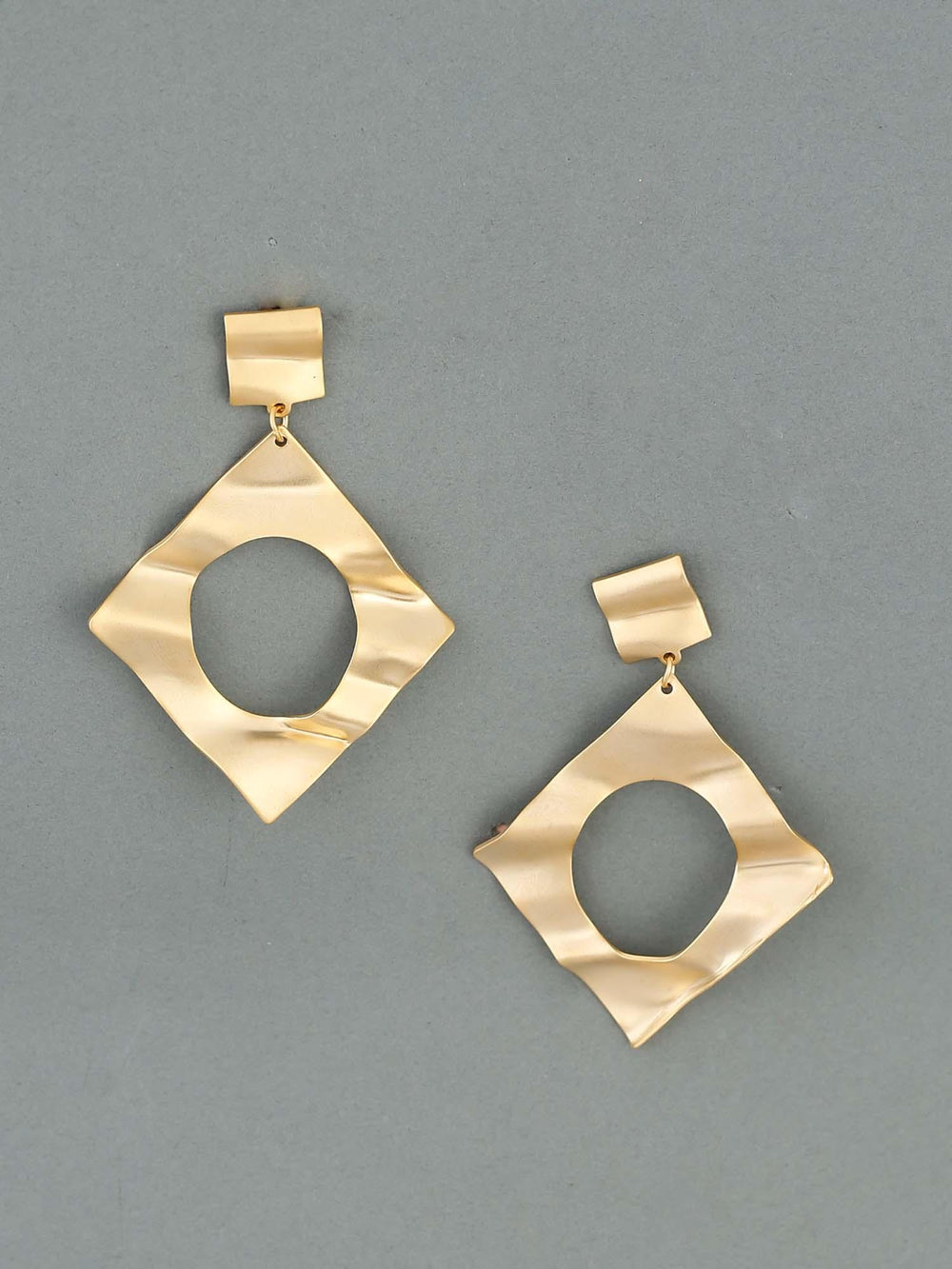 earrings - Bling Bag Rhombus Golden Earrings