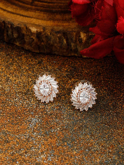 earrings - Bling Bag Rose Gold Eularia Zirconia Studs