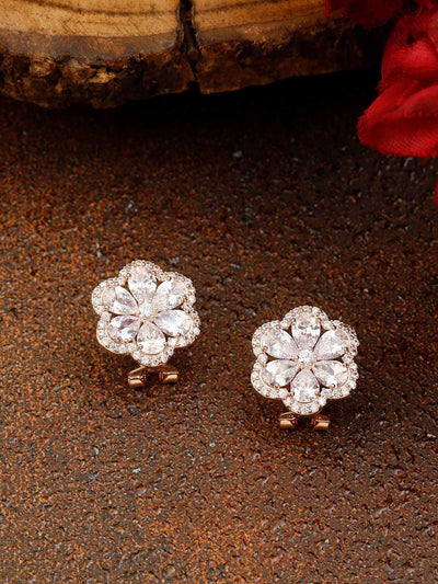 earrings - Bling Bag Rose Gold Jaya Zirconia Studs