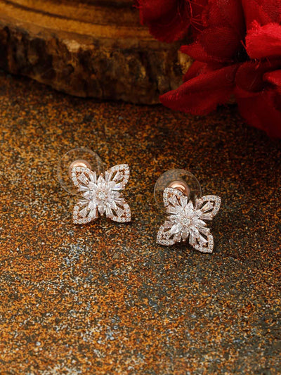 earrings - Bling Bag Rose Gold Kitty Zirconia Studs