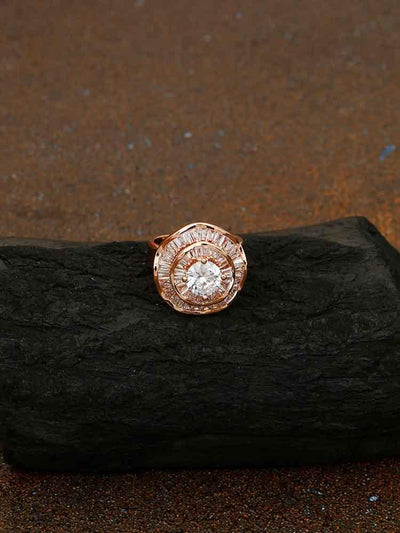 rings - Bling Bag Rose Gold Lyric Zirconia Ring