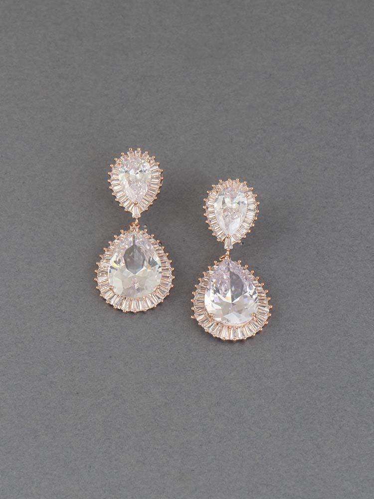 earrings - Bling Bag Rose Gold Pranika Zirconia Dangler Earrings