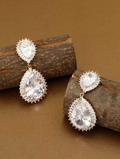 earrings - Bling Bag Rose Gold Pranika Zirconia Dangler Earrings