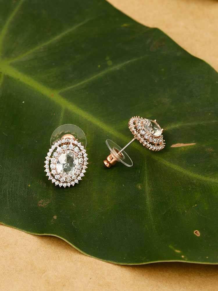 earrings - Bling Bag Rose Gold Samit Zirconia Studs