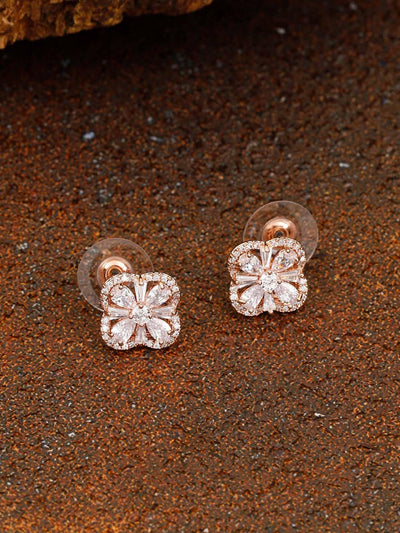 earrings - Bling Bag Rose Gold Sana Zirconia Studs