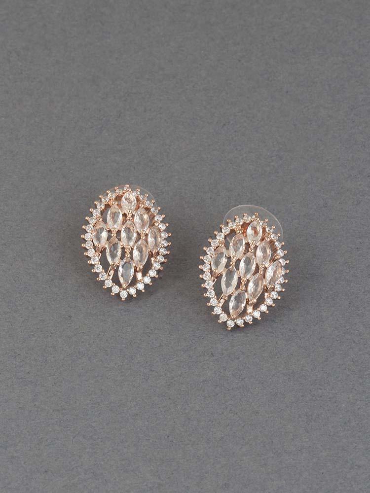 earrings - Bling Bag Rose Gold Tarushree Zirconia Studs