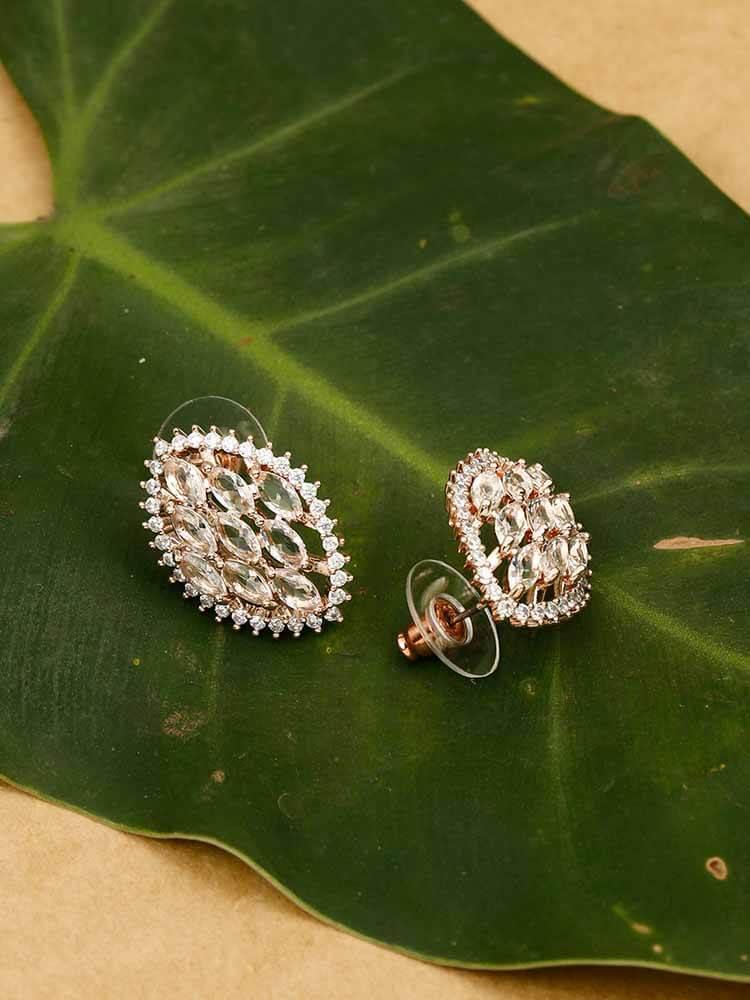 earrings - Bling Bag Rose Gold Tarushree Zirconia Studs