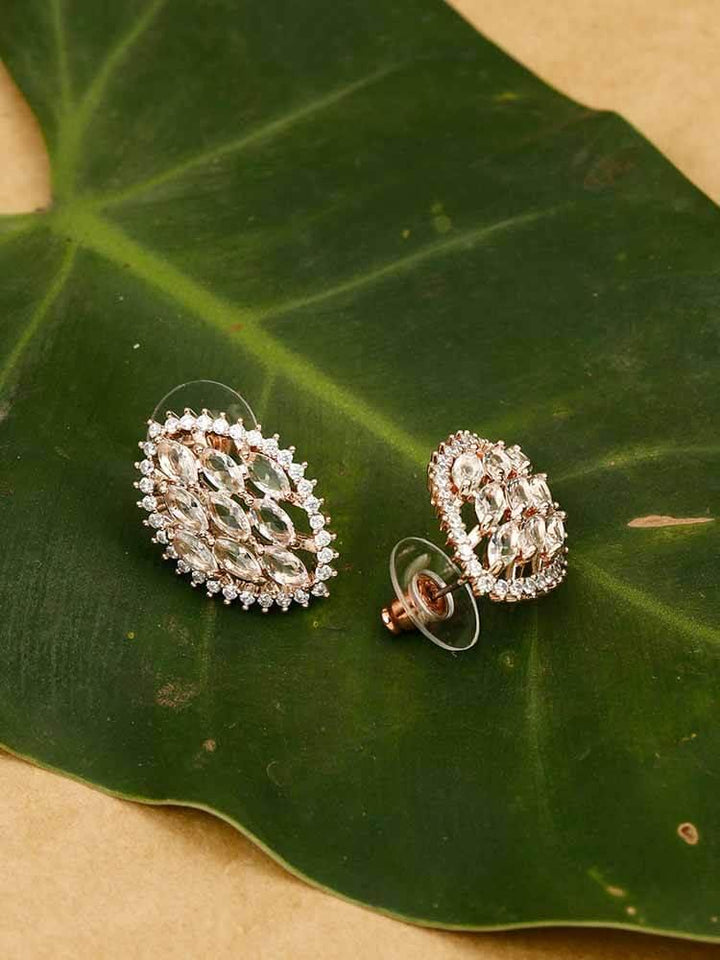 earrings - Bling Bag Rose Gold Tarushree Zirconia Studs