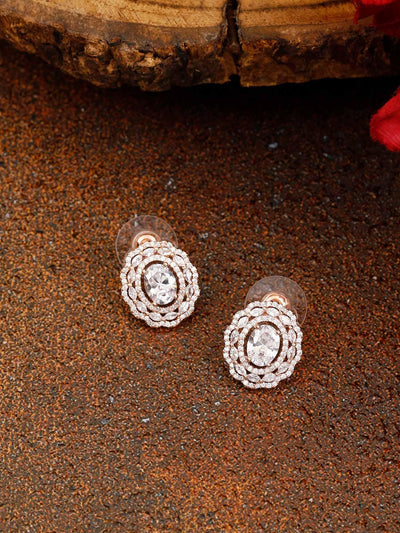 earrings - Bling Bag Rose Gold Teju Zirconia Studs