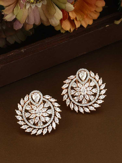 earrings - Bling Bag Rose Gold Vea Zirconia Studs