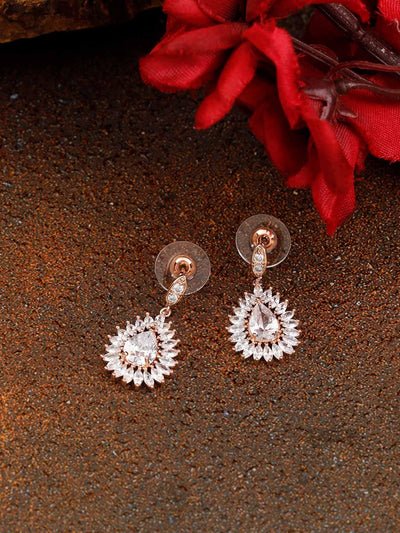 earrings - Bling Bag Rose Gold Yukta Zirconia Dangler