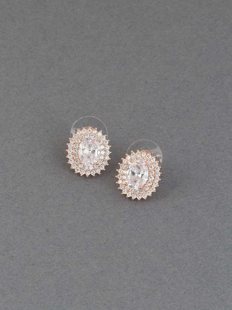 earrings - Bling Bag Rose Luana Gold Zirconia Studs