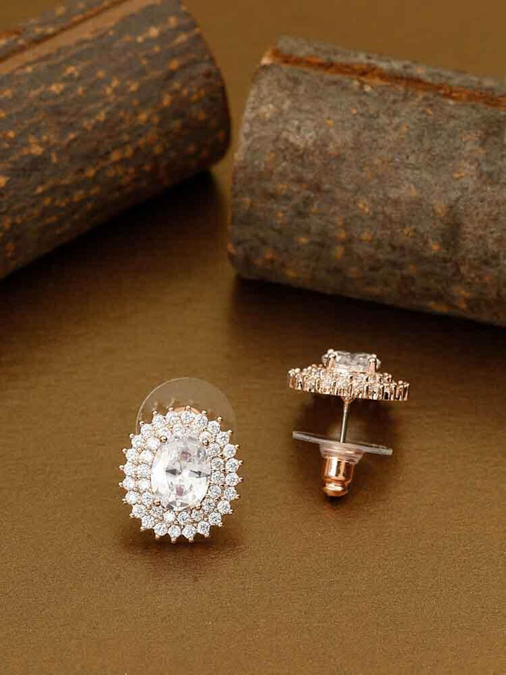 earrings - Bling Bag Rose Luana Gold Zirconia Studs