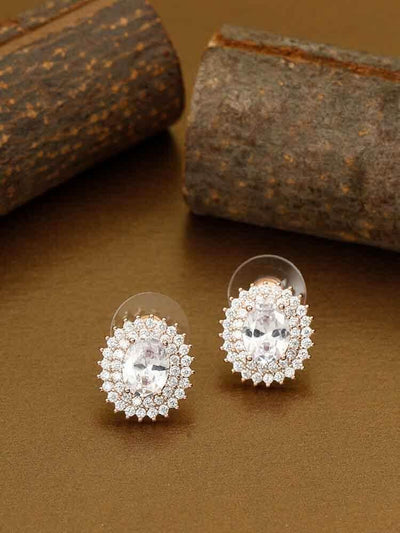 earrings - Bling Bag Rose Luana Gold Zirconia Studs