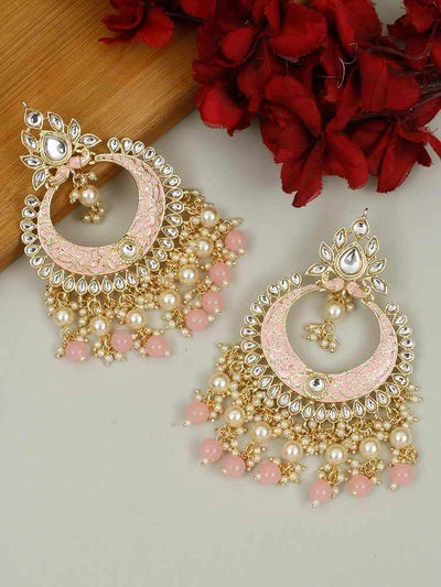 earrings - Bling Bag Rose Pink Kabir Chaandbali Earrings