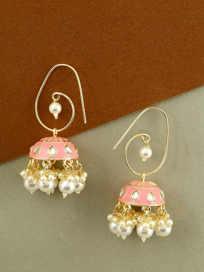 earrings - Bling Bag Rose Pink Viveka Designer Jhumkis