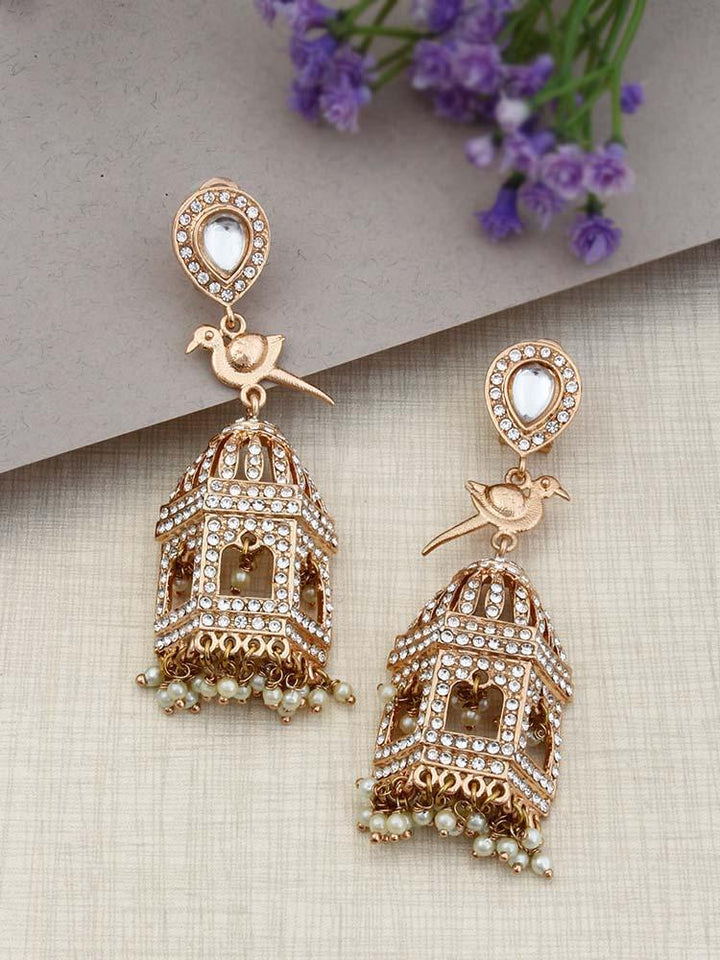 Rosegold Cage Designer Earrings - Bling Bag