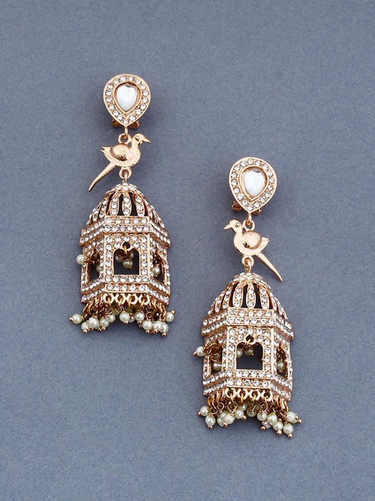 Rosegold Cage Designer Earrings - Bling Bag
