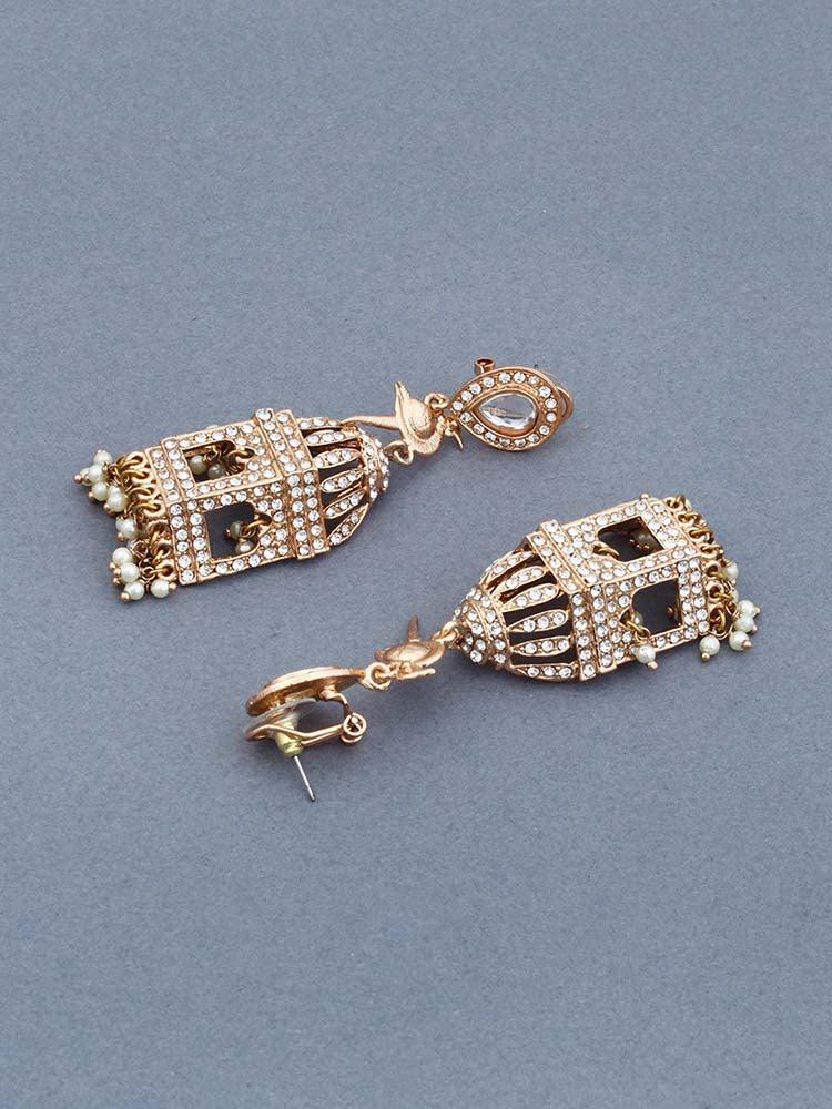 Rosegold Cage Designer Earrings - Bling Bag